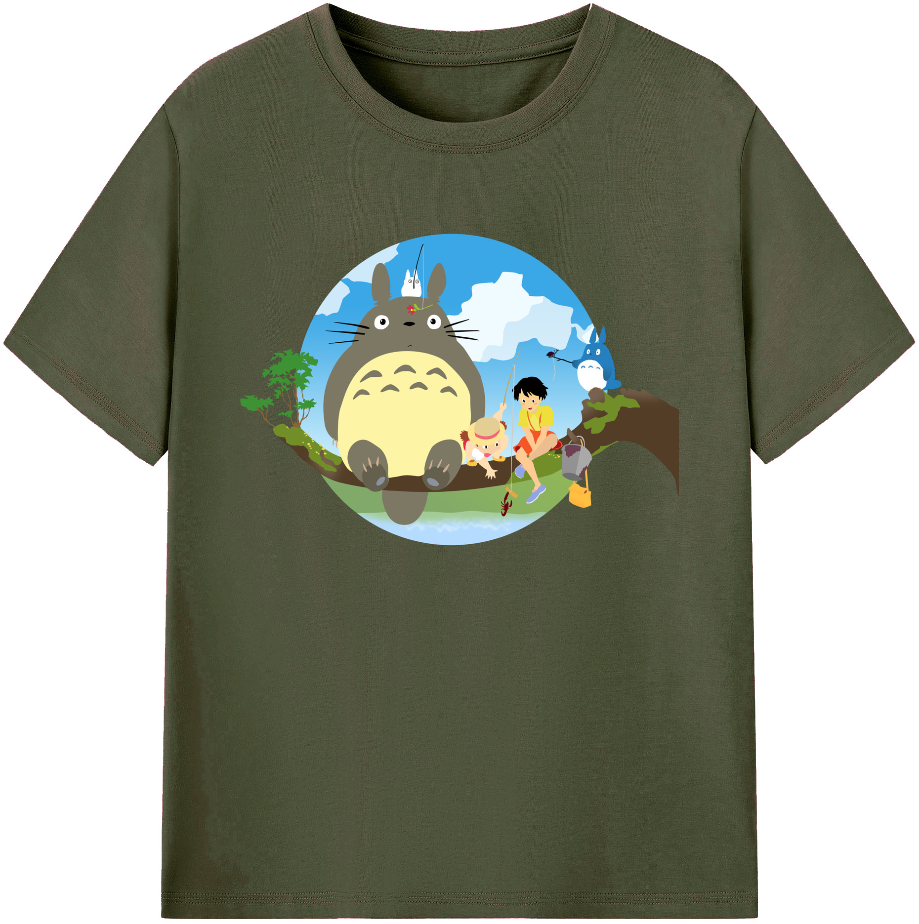 （画像用） となりのトトロ 草壁メイ 草壁サツキ My Neighbor Totoro Satsuki Kusakabe Mei Kusakabe 綿100％ メンズ半袖Tシャツ｜肌触りやわらか＆通気性